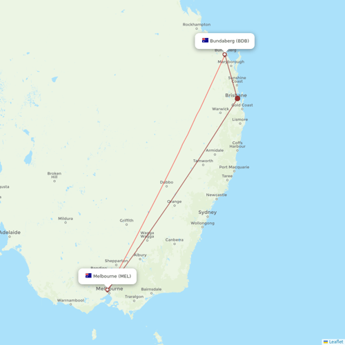 Bonza flights between Melbourne and Bundaberg
