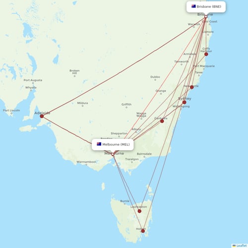 Rex Regional Express flights between Melbourne and Brisbane