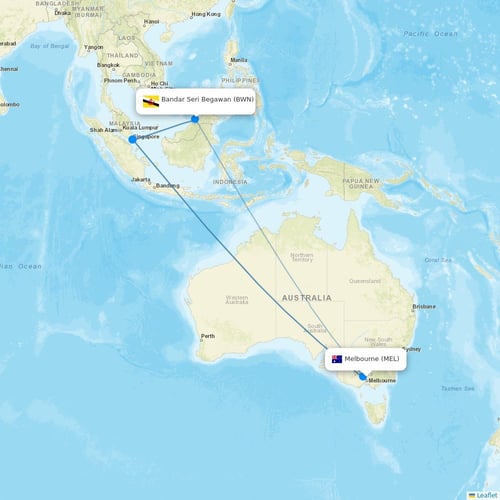 Royal Brunei Airlines flights between Melbourne and Bandar Seri Begawan