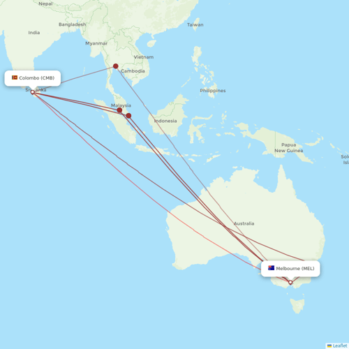 SriLankan Airlines flights between Melbourne and Colombo