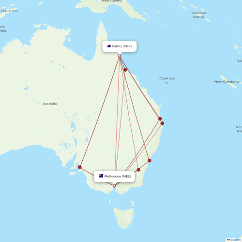 Jetstar flights between Melbourne and Cairns