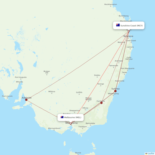 Jetstar flights between Melbourne and Sunshine Coast