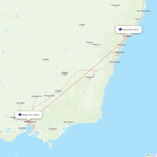 Jetstar flights between Melbourne and Newcastle