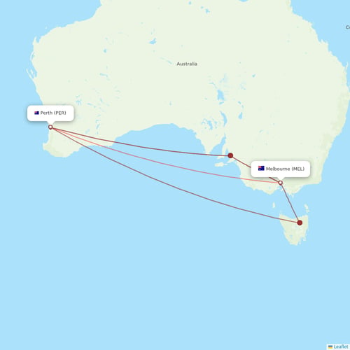Qantas flights between Melbourne and Perth