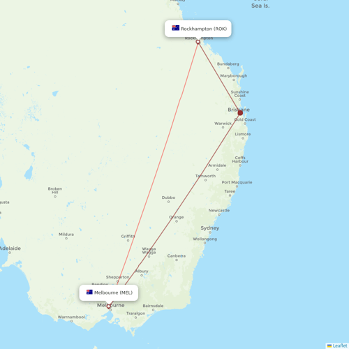 Bonza flights between Melbourne and Rockhampton