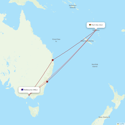 Air Vanuatu flights between Melbourne and Port Vila