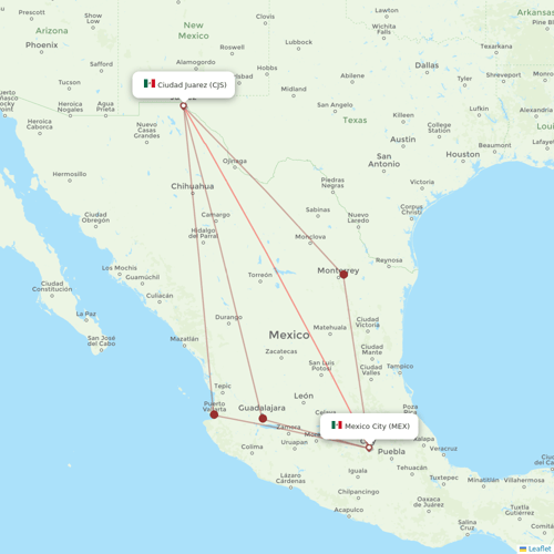 Aeromexico flights between Mexico City and Ciudad Juarez