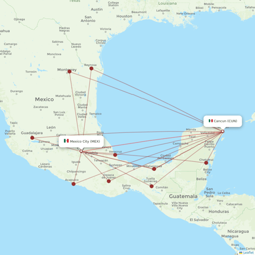 Aeromexico flights between Mexico City and Cancun