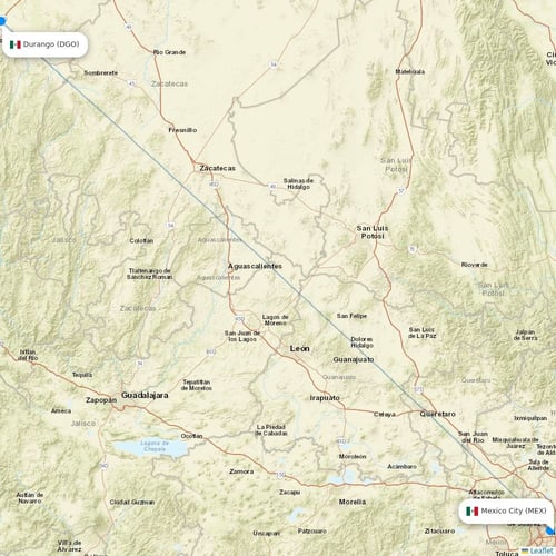 Aeromexico flights between Mexico City and Durango