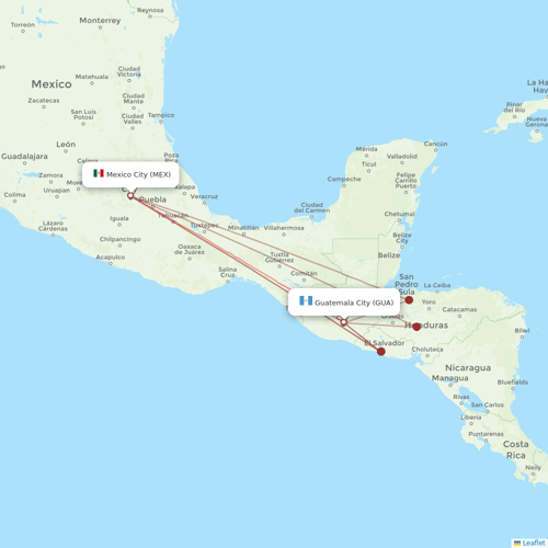 Volaris Costa Rica flights between Mexico City and Guatemala City