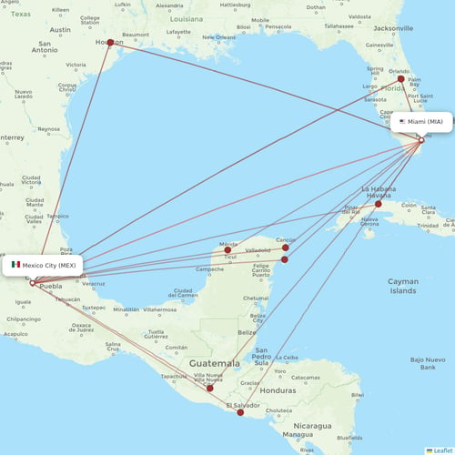 Aeromexico flights between Mexico City and Miami