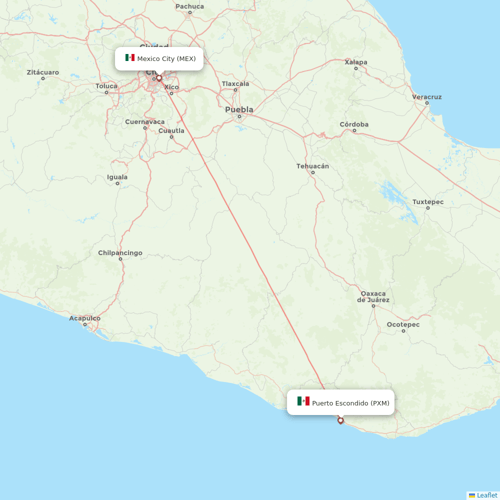 VivaAerobus flights between Mexico City and Puerto Escondido