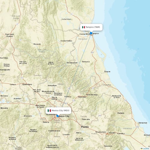 Aeromexico flights between Mexico City and Tampico