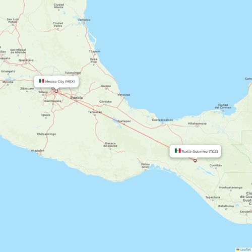 Aeromexico flights between Mexico City and Tuxtla Gutierrez