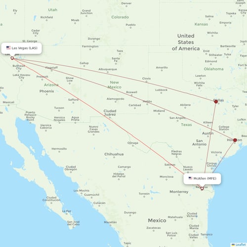 Allegiant Air flights between McAllen and Las Vegas