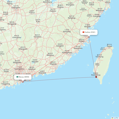 Air Macau flights between Macau and Fuzhou