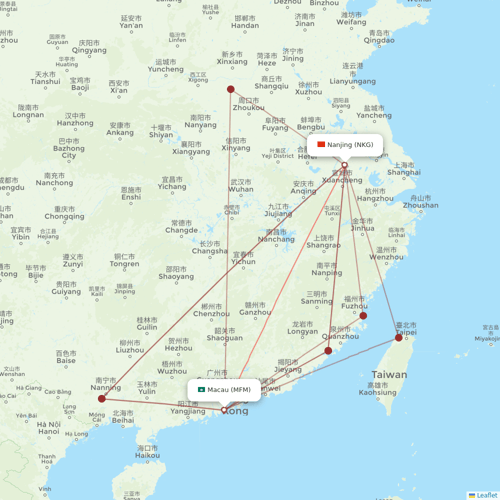 Air Macau flights between Macau and Nanjing