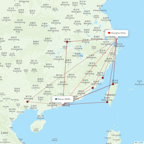 Air Macau flights between Macau and Shanghai