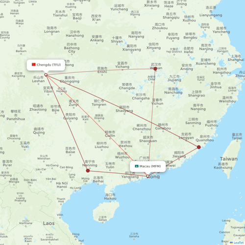 Air Macau flights between Macau and Chengdu