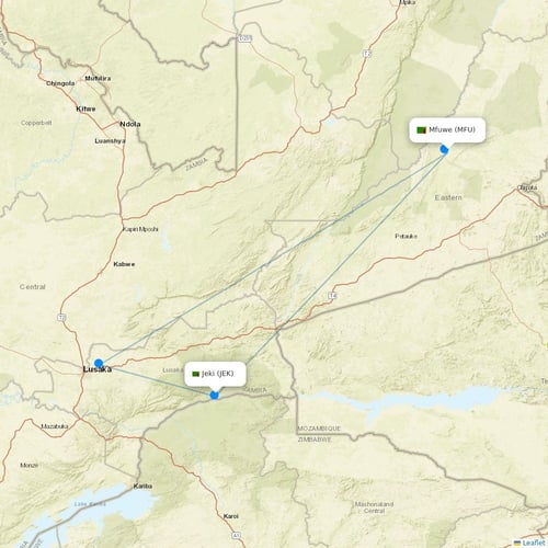 Proflight Zambia flights between Mfuwe and Jeki