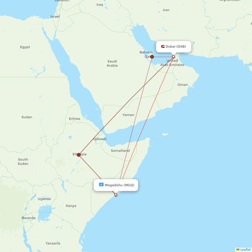 Kenn Borek Air flights between Mogadishu and Dubai