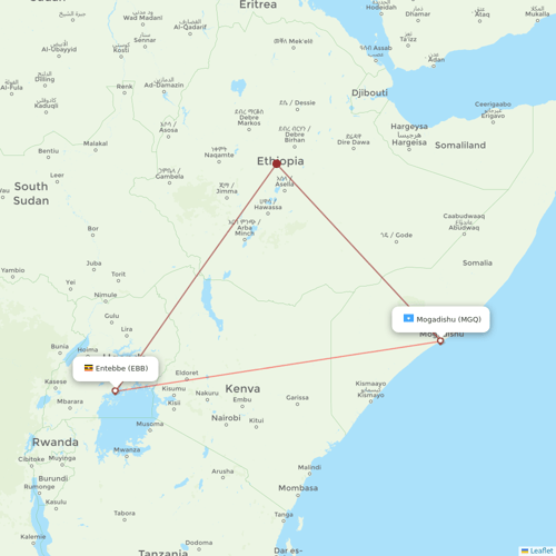 Kenn Borek Air flights between Mogadishu and Entebbe