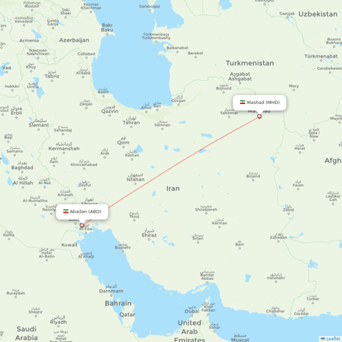 Iran Aseman Airlines flights between Mashad and Abadan