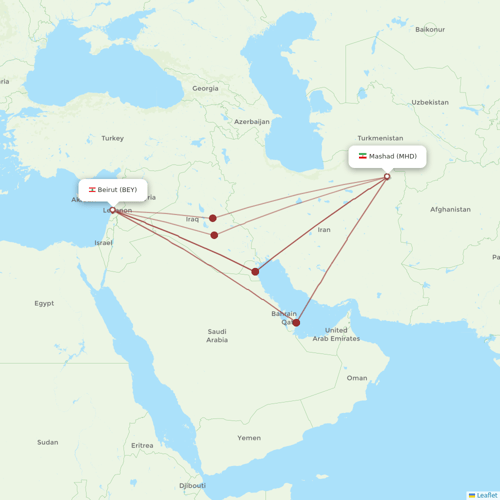Iran Air flights between Mashad and Beirut