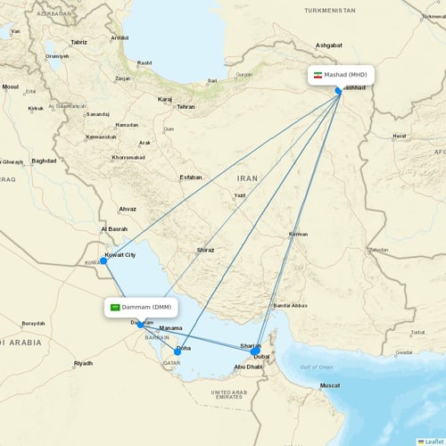 Iran Air flights between Mashad and Dammam