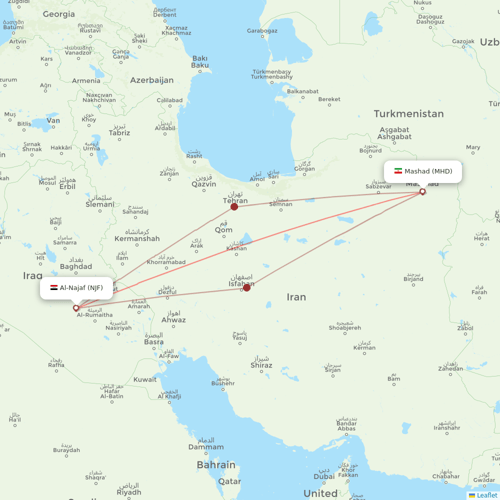 Iran Airtour flights between Mashad and Al-Najaf