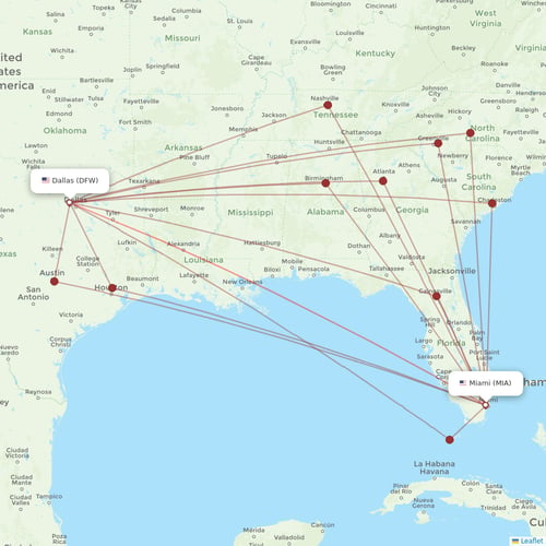 American Airlines flights between Miami and Dallas