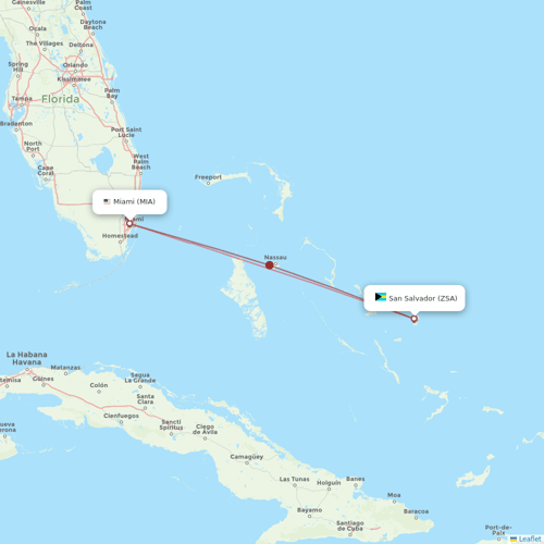 Bahamasair flights between Miami and San Salvador