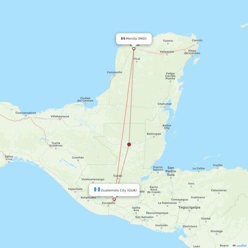TAG flights between Merida and Guatemala City