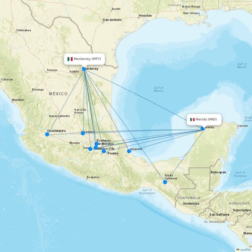 VivaAerobus flights between Merida and Monterrey