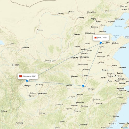 Suparna Airlines flights between Mian Yang and Jinan