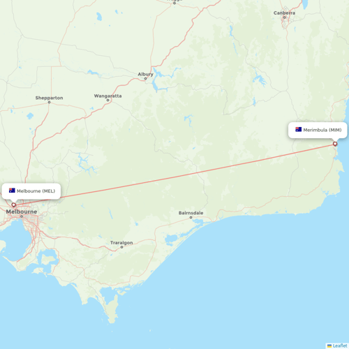 Rex Regional Express flights between Merimbula and Melbourne