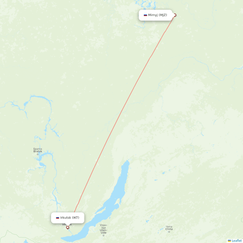 Alrosa Air flights between Mirnyj and Irkutsk