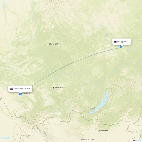 Alrosa Air flights between Mirnyj and Novosibirsk