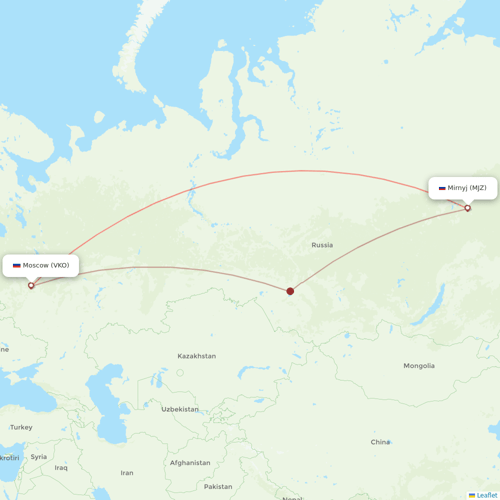 Alrosa Air flights between Mirnyj and Moscow