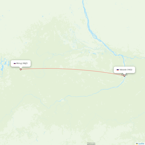 Alrosa Air flights between Mirnyj and Yakutsk