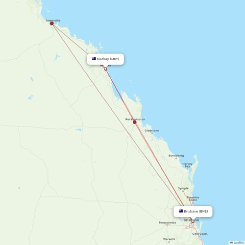Qantas flights between Mackay and Brisbane