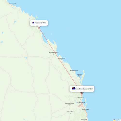 Bonza flights between Mackay and Sunshine Coast
