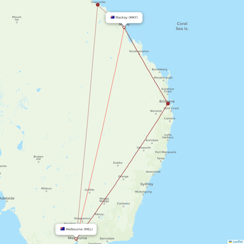 Bonza flights between Mackay and Melbourne
