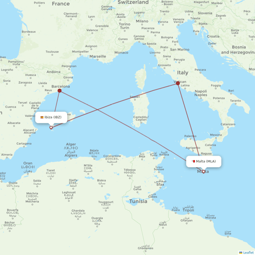 VLM Airlines flights between Malta and Ibiza