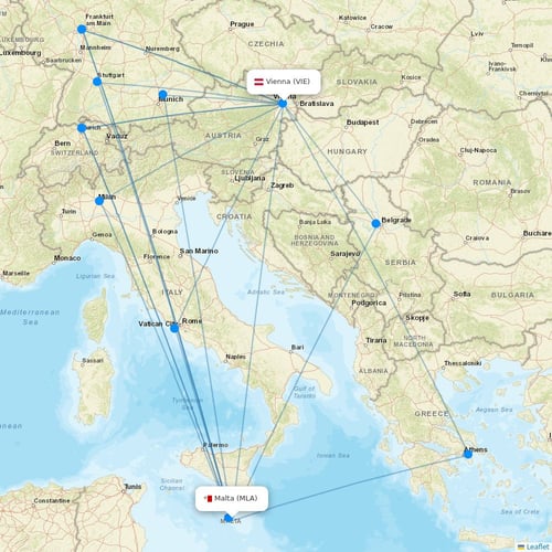 Air Malta flights between Malta and Vienna