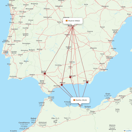 Iberia flights between Melilla and Madrid