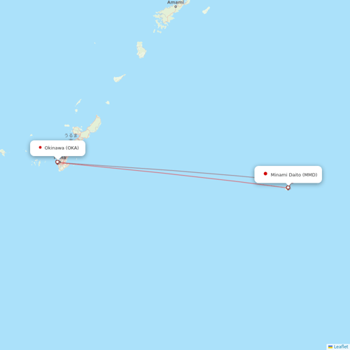 Japan Transocean Air flights between Minami Daito and Okinawa