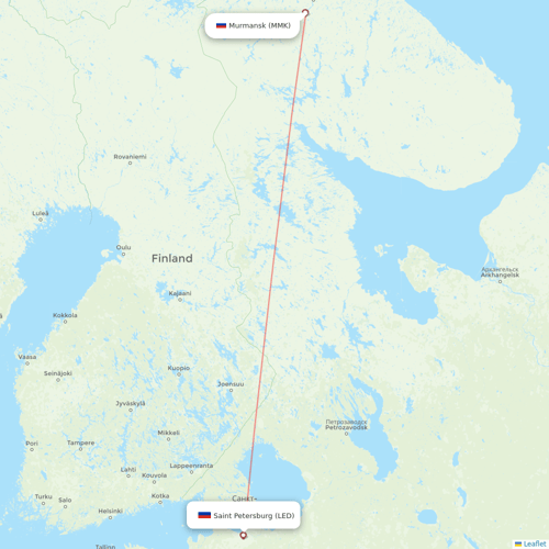 Nordavia Regional Airlines flights between Murmansk and Saint Petersburg