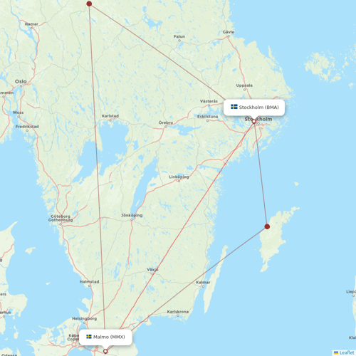 Braathens Regional Airlines flights between Malmo and Stockholm