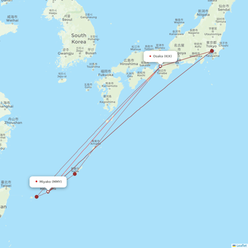 Japan Transocean Air flights between Miyakojima and Osaka